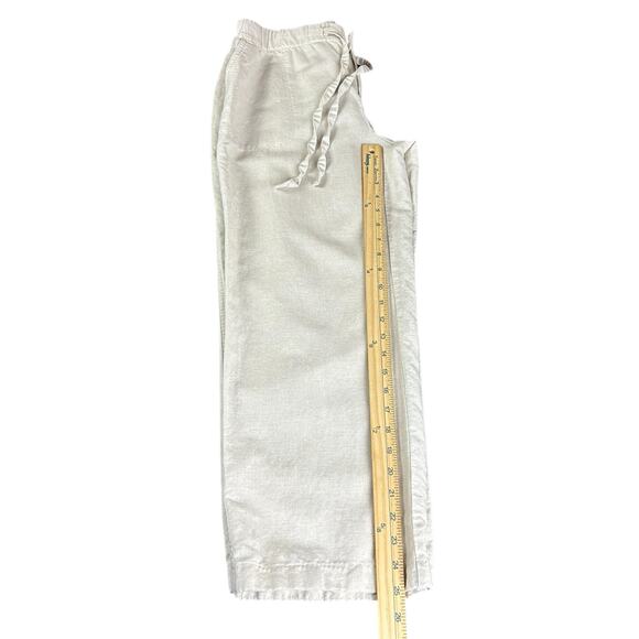 Liz Claiborne Pants Women Petite Sze PM Ivory Cream Wide Leg Cropped Linen Blend - Picture 9 of 11
